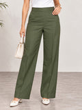 Women’s Olive Green Cotton Twill Wide-Leg Trousers