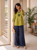 Women’s Rayon Embroidered Peplum Top –Ethnic Casual Wear with 3/4 Sleeves