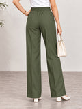 Women’s Olive Green Cotton Twill Wide-Leg Trousers