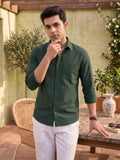 Men’s Pure Cotton Textured Formal Casual Shirt – Green