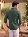 Men’s Pure Cotton Textured Formal Casual Shirt – Green
