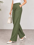 Women’s Olive Green Cotton Twill Wide-Leg Trousers
