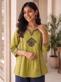 Women’s Rayon Embroidered Peplum Top –Ethnic Casual Wear with 3/4 Sleeves