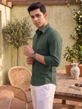 Men’s Pure Cotton Textured Formal Casual Shirt – Green