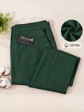 Women’s Dark Green Cotton Twill High-Waist Wide-Leg Trousers