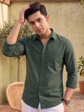 Men’s Pure Cotton Textured Formal Casual Shirt – Green