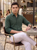 Men’s Pure Cotton Textured Formal Casual Shirt – Green