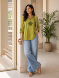 Women’s Rayon Embroidered Peplum Top –Ethnic Casual Wear with 3/4 Sleeves
