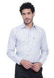 Men's Cotton Blend Fabric Full Sleeve Light Grey Strip Shirt - By Apektra