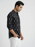Vida Loca 100% Cotton Black Color Full Sleeve Chinese collar Cotton Printed Kurta For men and Boys.