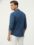 Vida Loca 100% Cotton Navy Blue Color Full Sleeve Chinese collar Cotton Printed Kurta For men and Boys.