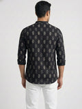 Vida Loca 100% Cotton Black Color Full Sleeve Chinese collar Cotton Printed Kurta For men and Boys.
