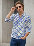 Vida Loca 100% CottonRayal Blue Color Full Sleeve Chinese collar Cotton Printed Kurta For men