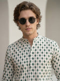 Vida Loca 100% Cotton Green Color Full Sleeve Chinese collar Cotton Printed Kurta For men and Boys.