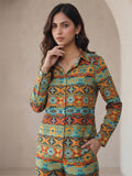 Women's Two Piece Set, Baby Green, Shirts with Wide Leg Trousers, Full Sleeve