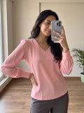 Women’s Crepe Formal Top | Elegant V-Neck Office Wear Blouse