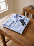 Women’s Pure Cotton Striped Casual Shirt – Light Blue 3/4 Sleeve Relaxed Fit Top