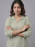 Vida Loca White Color Cotton Linen Fabric Women Tops