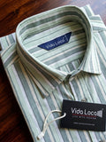 Men’s Pure Cotton Green Striped Casual Shirt – Regular fit, Full Sleeves