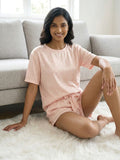 Vida Loca Peach Two Piece Set, Loungewear Set T-shirt & Shorts, Short Sleeve Women And Girls