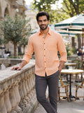 Men's White Self-Design Pure Cotton Straight Kurta | Mandarin Collar | Full Sleev