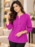Women’s Rayon Solid Regular Fit Top with Round Neck & 3/4 Sleeves