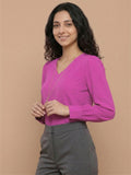 Women’s Crepe Formal Top | Elegant V-Neck Office Wear Blouse