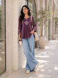 Women’s Rayon Embroidered Peplum Top –Ethnic Casual Wear with 3/4 Sleeves