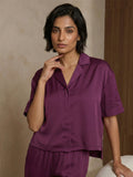 Women’s Magenta Linen Lounge Co-ord Set | Relaxed Fit Nightwear & Casual Wear
