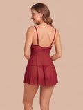 Women's Lace Satin Babydoll Nightdress with Matching Panty  ( 400 )