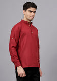 Men's Cotton Blend Slim Fit Short Kurta