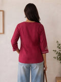 Women’s Rayon Embroidered Peplum Top –Ethnic Casual Wear with 3/4 Sleeves