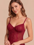 Women's Sheer Lace Babydoll Nightdress with Panty – Elegant Mesh Lingerie Sleepwear Set