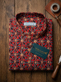 Vida Loca 100% Cotton  Rust Color Full Sleeve Chinese collar Cotton Printed Kurta For men and Boys.