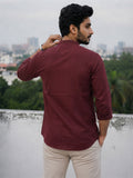 Men's White Self-Design Pure Cotton Straight Kurta | Mandarin Collar | Full Sleev