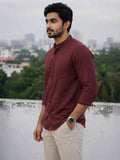 Men's White Self-Design Pure Cotton Straight Kurta | Mandarin Collar | Full Sleev