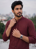 Men's White Self-Design Pure Cotton Straight Kurta | Mandarin Collar | Full Sleev