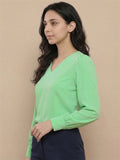 Women’s Crepe Formal Top | Elegant V-Neck Office Wear Blouse