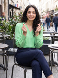 Women’s Crepe Formal Top | Elegant V-Neck Office Wear Blouse