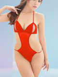 Women's Cut-Out Monokini One-Piece Swimsuit – Deep V-Neck Halter Swimwear ( 361 )