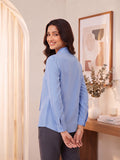 Women’s Solid Crepe Bow Tie Neck Full Sleeve Formal Blouse