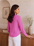 Women’s Solid Crepe Bow Neck Full Sleeve Top – Elegant Casual & Office Wear Blouse