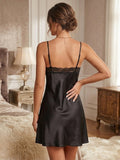 Women's Satin Lace Trim Nightdress – Elegant Sleeveless Slip Nightgown ( 603 )