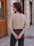 Women’s Elegant Grey Crepe Bow-Tie Neck Full Sleeve Formal Top