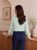 Women’s Elegant Crepe Tie-Neck Full Sleeve Blouse – Stylish Office & Casual Wear Top