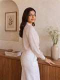Women’s Elegant Crepe Bow-Tie Neck Full Sleeve Blouse – Stylish Formal & Casual Wear Top