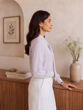 Women’s Lavender Crepe Tie-Neck Blouse with Long Sleeves | Elegant Formal & Casual Top