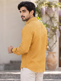 Men's Mustard Yellow Printed Poly Cotton Casual Shirt for Men