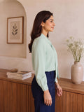 Women’s Elegant Crepe Tie-Neck Full Sleeve Blouse – Stylish Office & Casual Wear Top