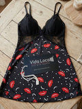 Women's Wine Lace Babydoll Nightdress | Sleeveless V-Neck Soft Nightwear ( 481 )